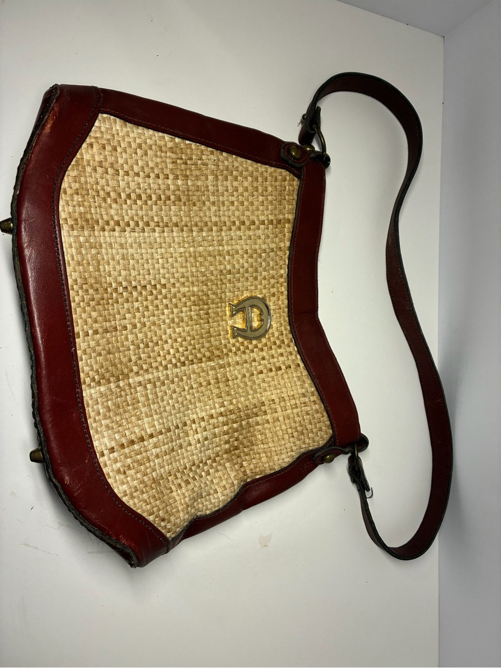 Vintage Aigner Woven Straw Shoulder Bag
